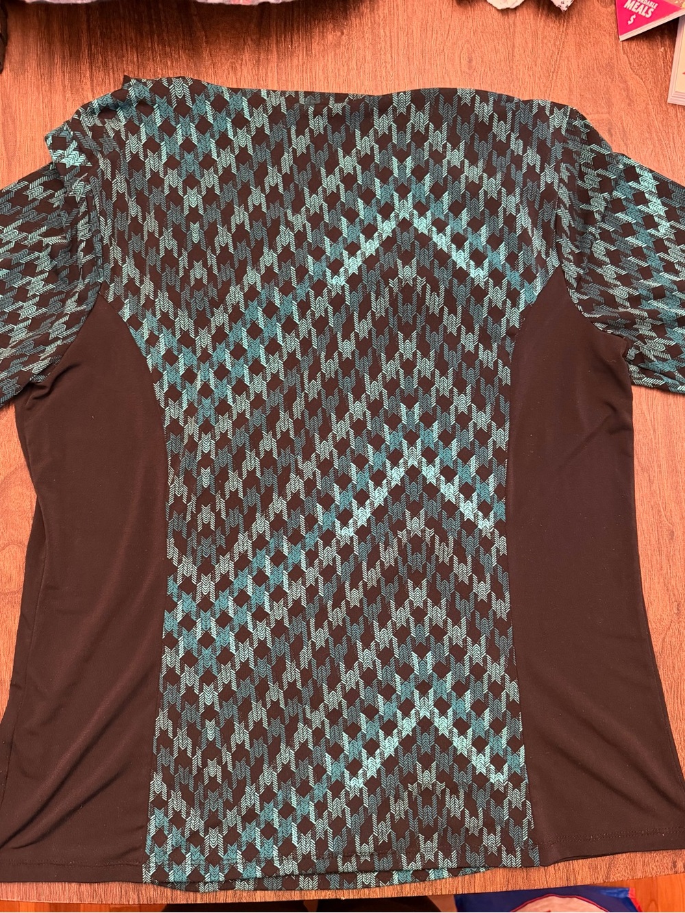 Dana Buchman Teal and Black Patterned Top - Picture 2 of 4